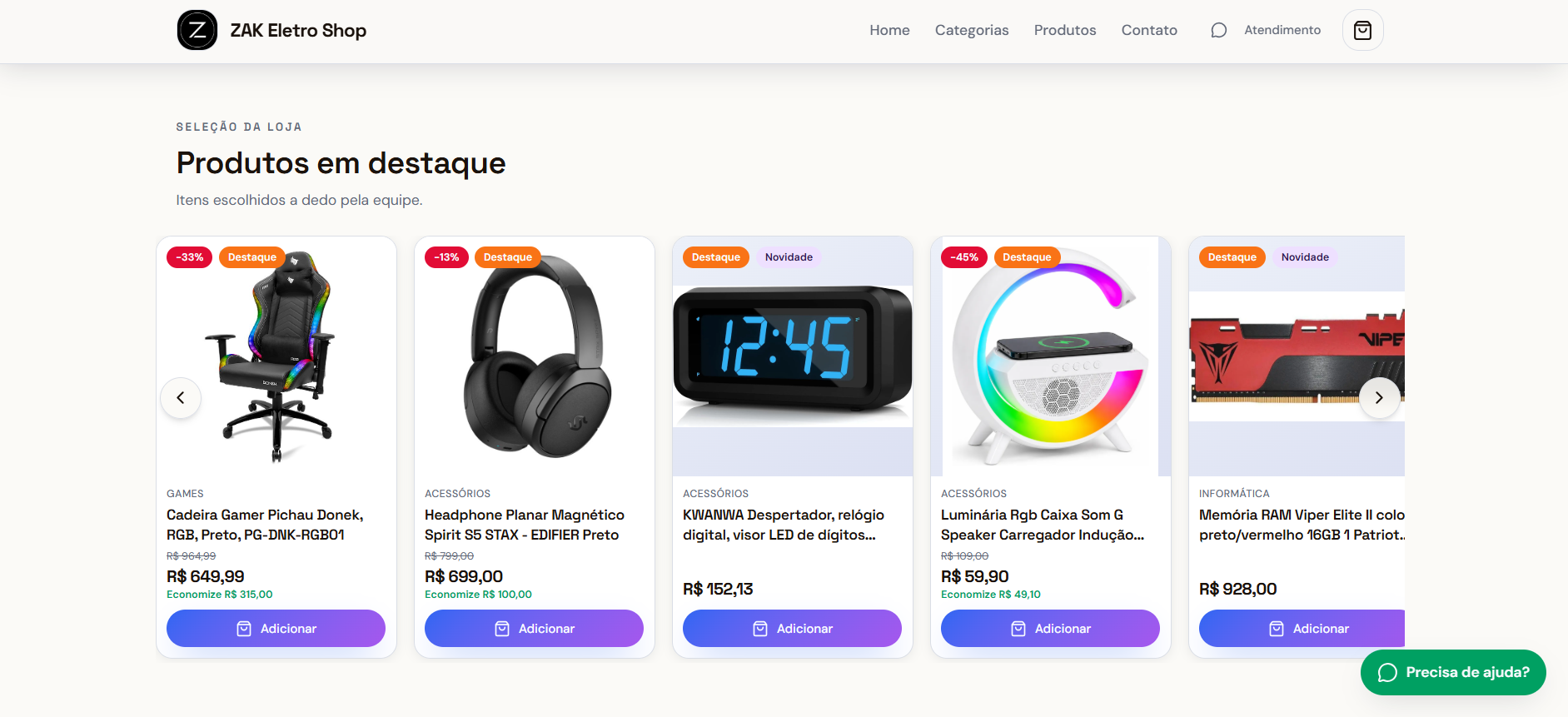 ZAK ELETRO SHOP / CATÁLOGO INTELIGENTE